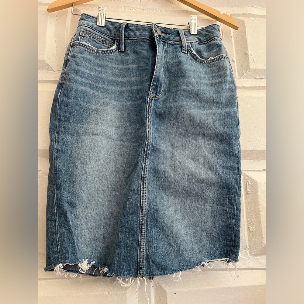 Denim straight pencil skirt